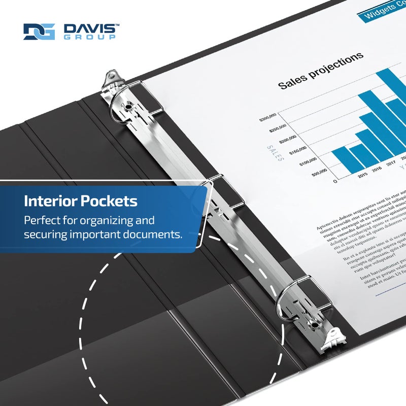 Davis Group Easyview Premium 3-Ring Binders with Clear-View Covers and D Rings, Binders for School or Office, 1 Inch, Pack of 6, Black - Image 5